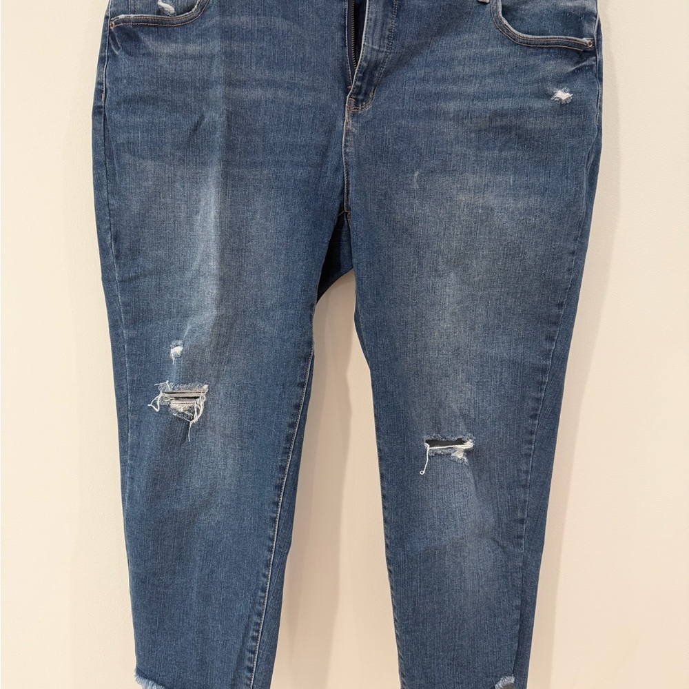 Time and Tru Women's Ankle/ Cropped Blue Distressed Boyfriend Jeans